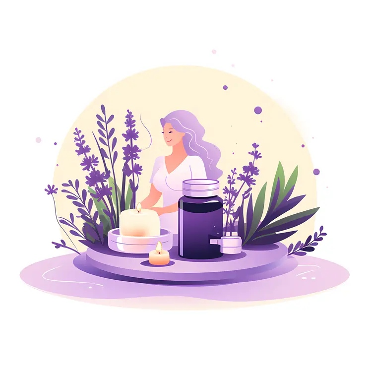 Woman Meditating with Bottles
