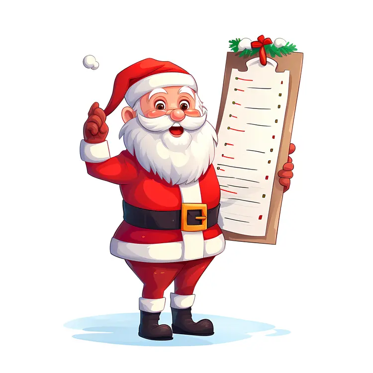 Santa Claus Pointing at a List