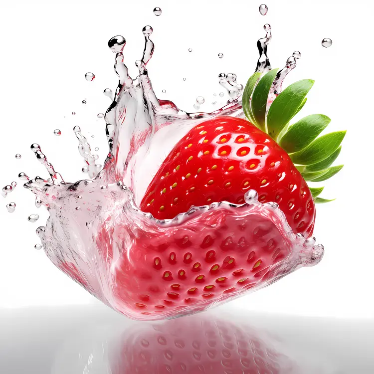 Fresh Strawberry Splashing in Water