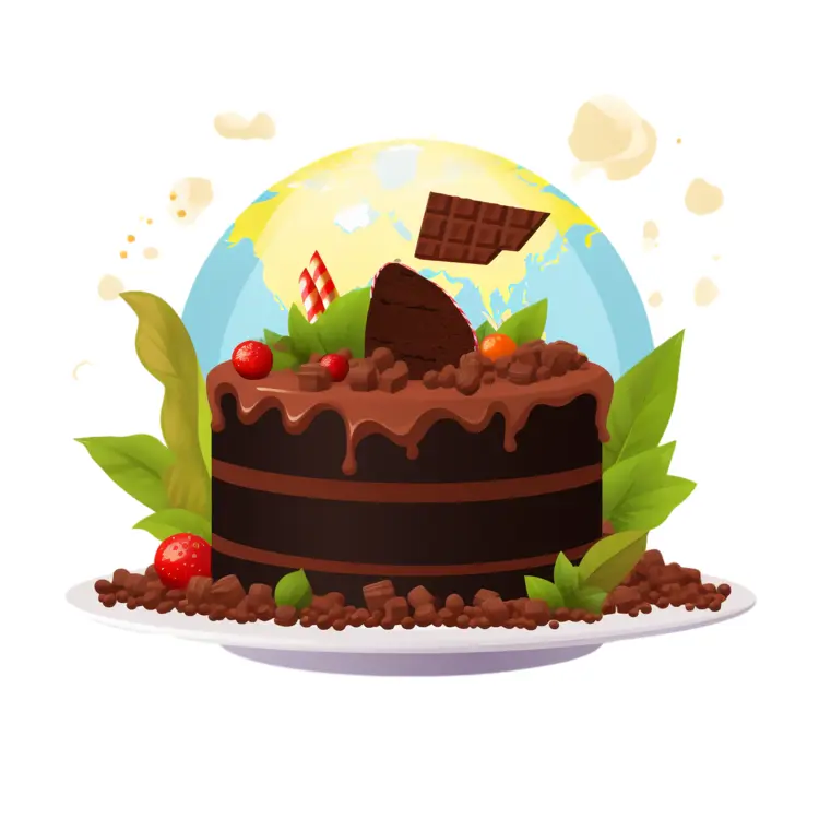 Chocolate Cake with Globe and Berries