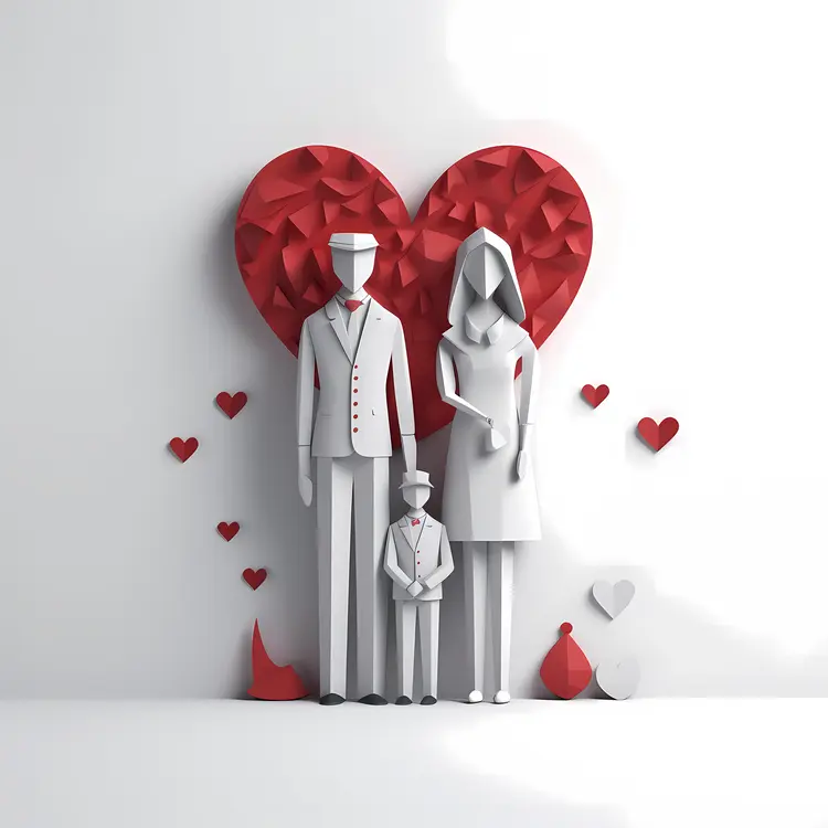 Paper Cutout Family with Heart