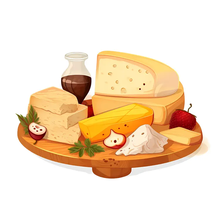 Cheese Platter with Fruits and Drink