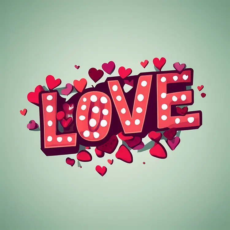 Illuminated LOVE Letters with Heart Shapes