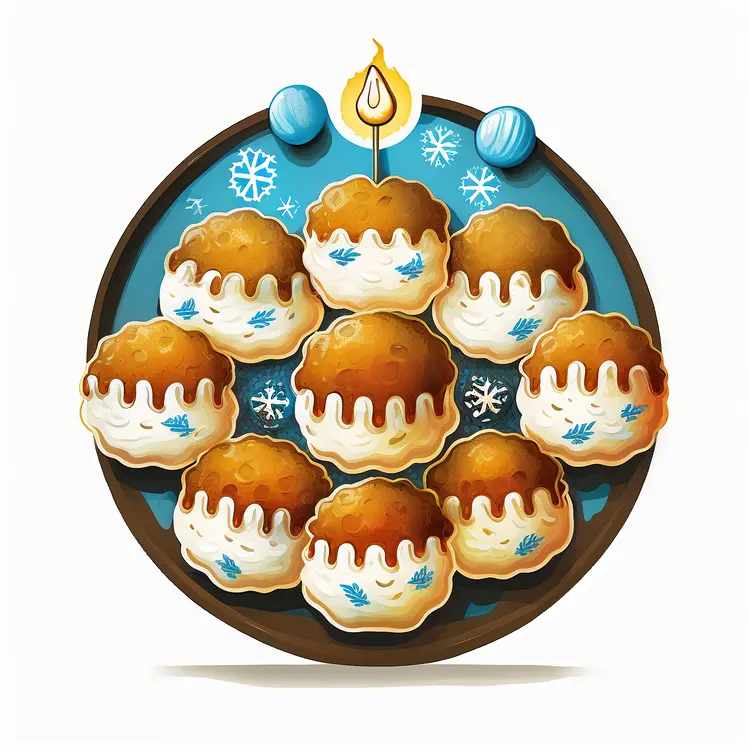 Hanukkah Donuts with Candle and Snowflakes