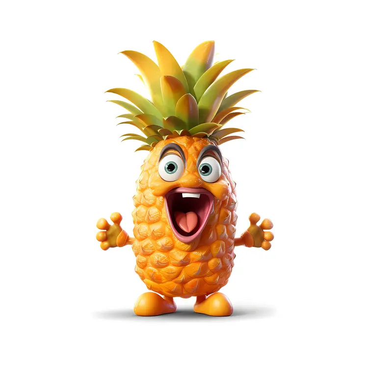 Excited Cartoon Pineapple Character