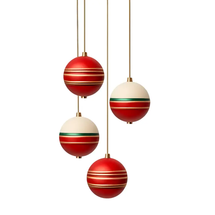 Christmas Ornaments Hanging in a Row