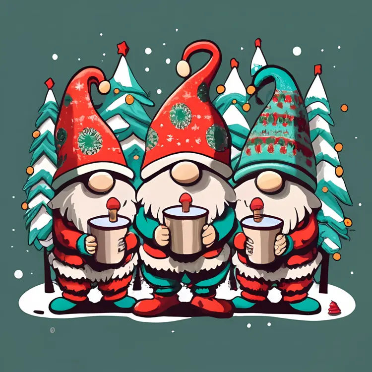 Christmas Gnomes with Hot Drinks