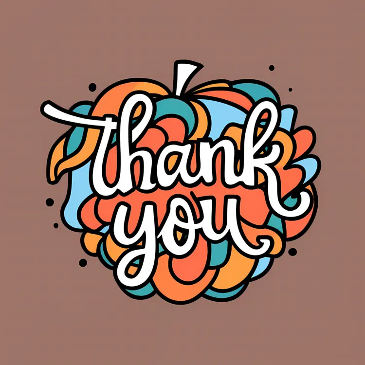 Colorful Thank You Pumpkin Illustration