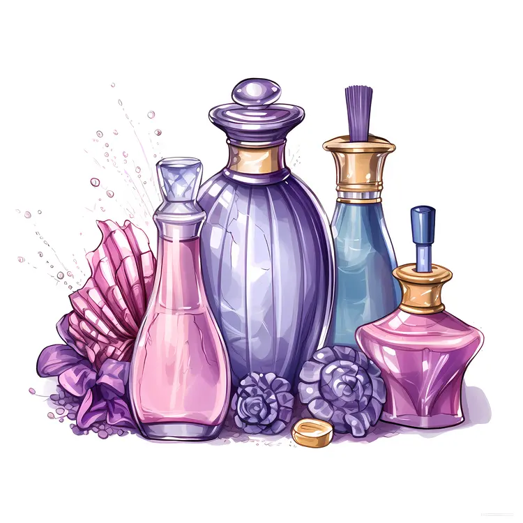 Assorted Perfume Bottles with Floral Arrangement