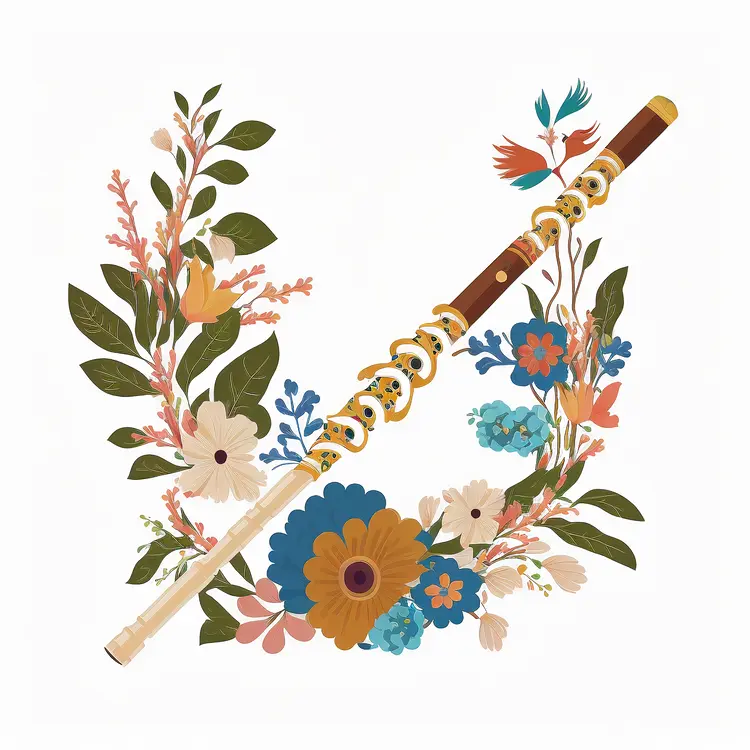 Beautiful Flute with Floral Decoration