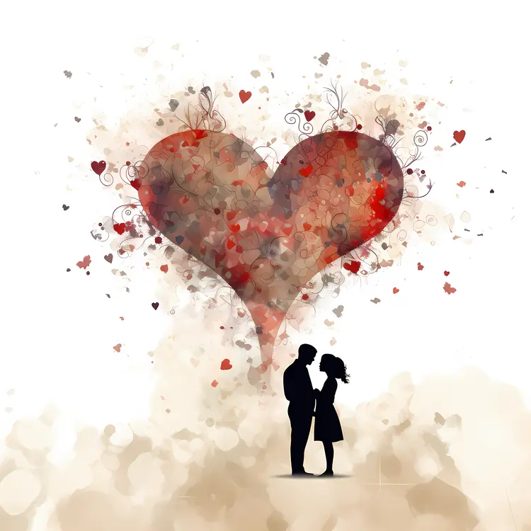 Romantic Couple with Heart Illustration