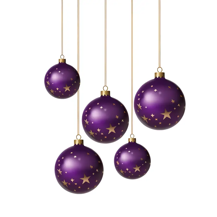 Purple Christmas Ornaments with Star Patterns