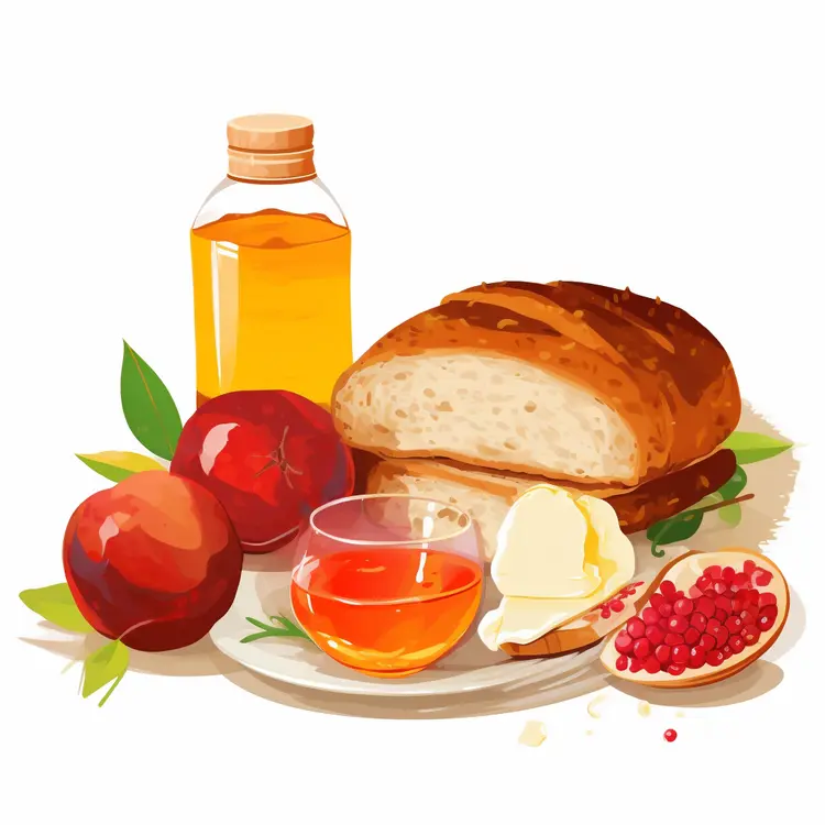 Traditional Rosh Hashanah Bread with Honey and Fruits
