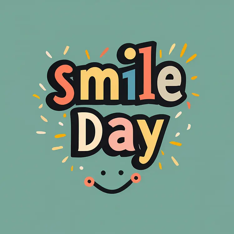 Colorful Smile Day Text with Confetti