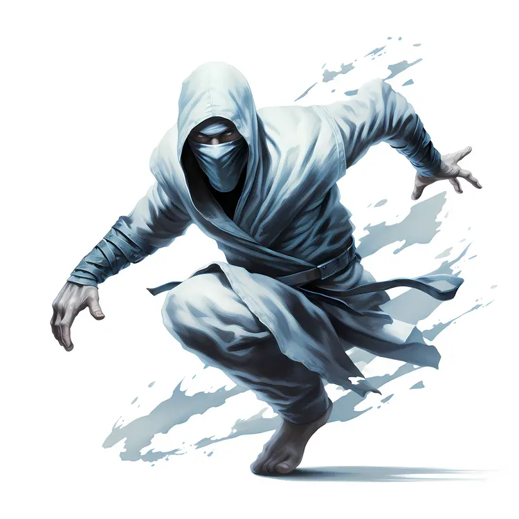 Stealthy Hooded Ninja in Action