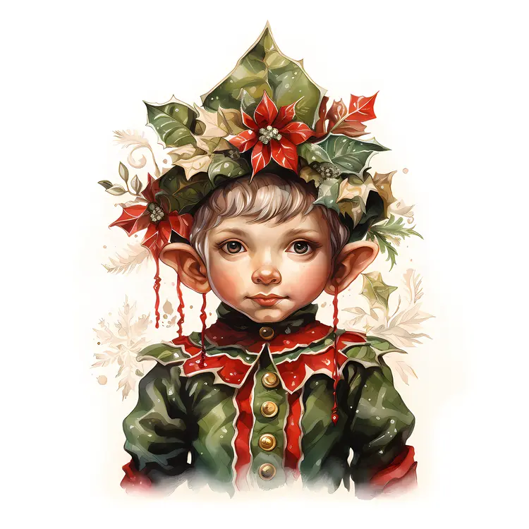 Realistic Elf with Holly Decoration