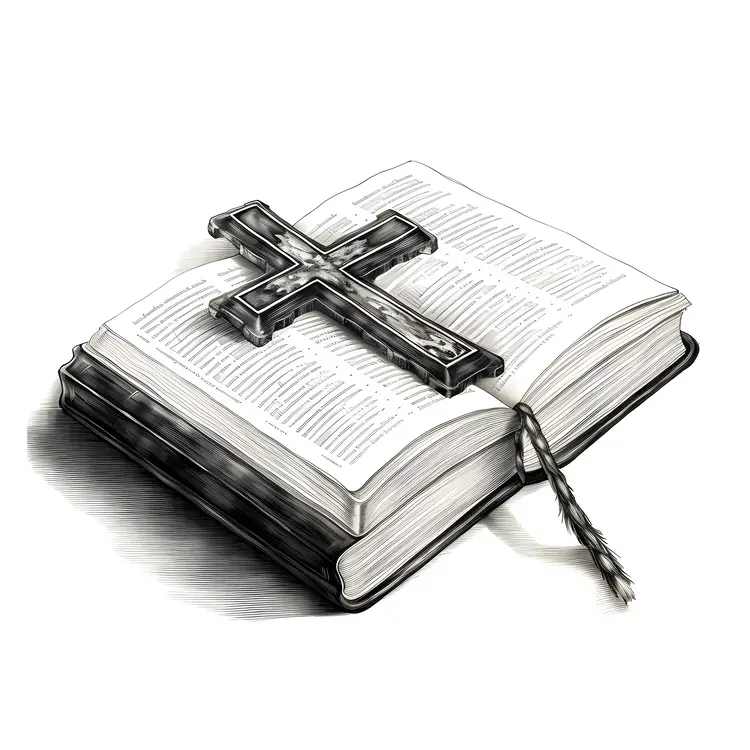 Bible with Metal Cross and Bookmark