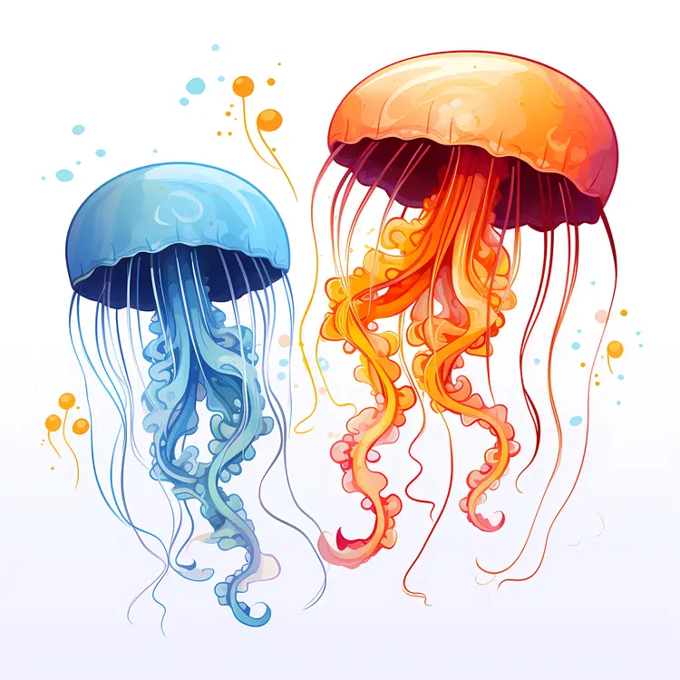 Colorful Jellyfish Duo