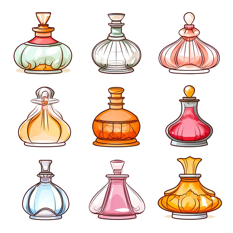 Colorful Perfume Bottles Collection