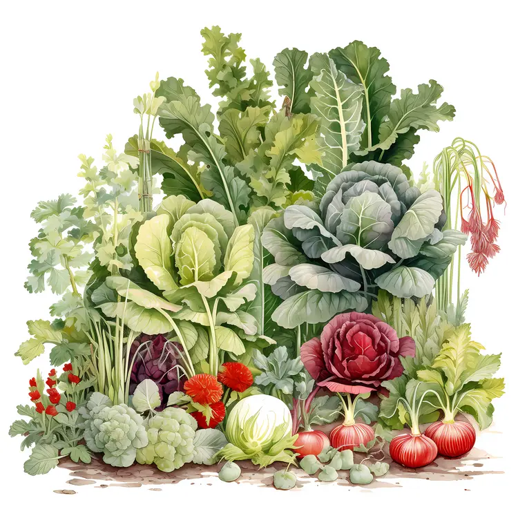 Vegetable Garden with Leafy Greens