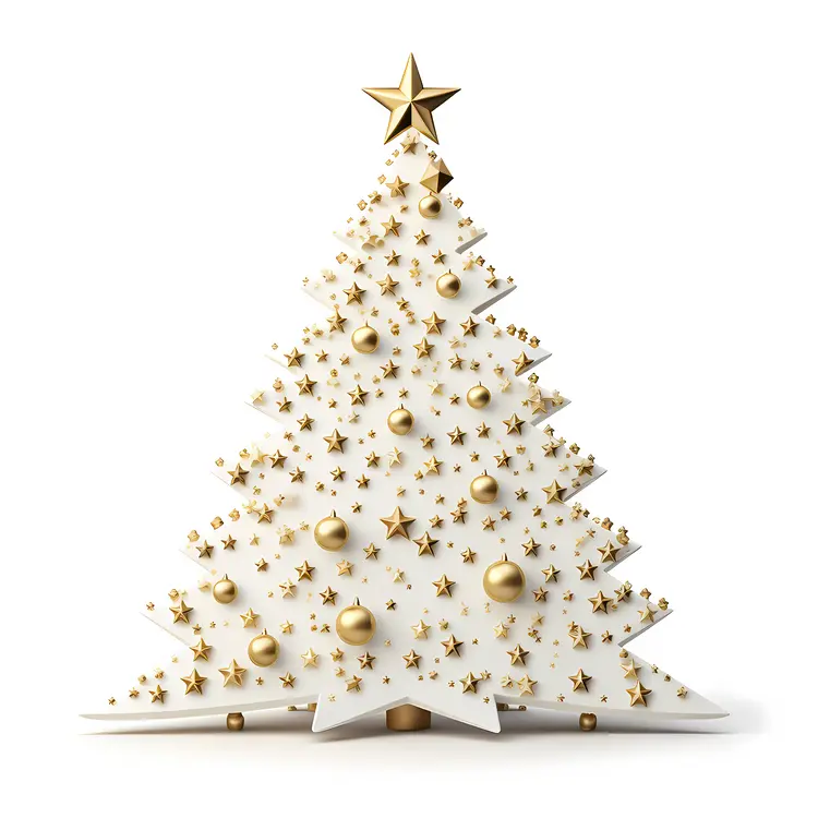 Elegant White Christmas Tree with Gold Decorations