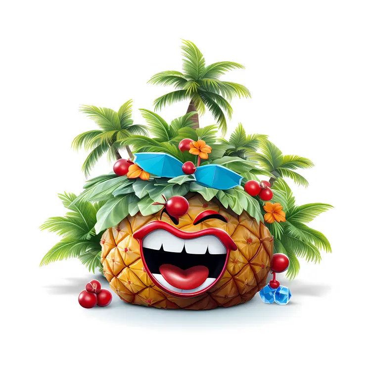Tropical Pineapple with Sunglasses