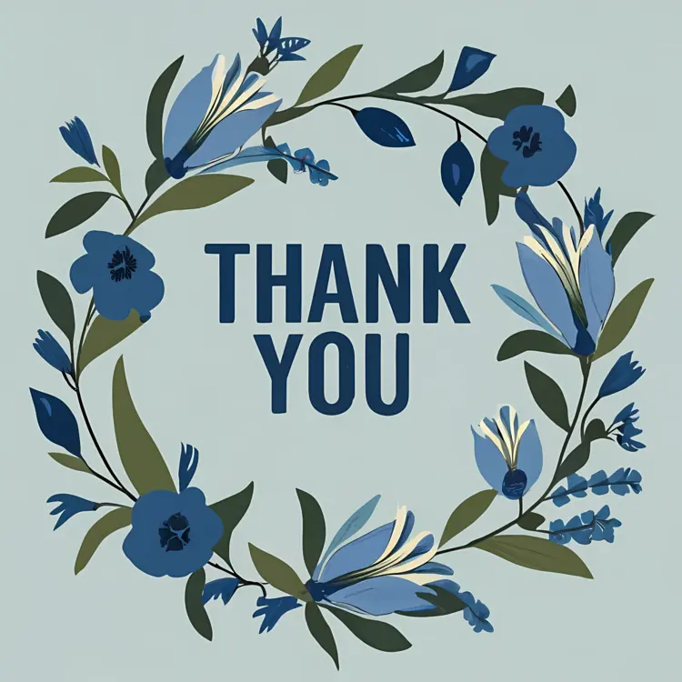 Thank You Wreath with Blue Flowers