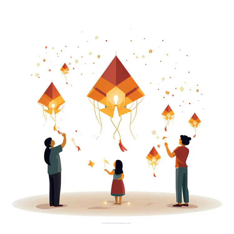 Family Releasing Sky Lanterns
