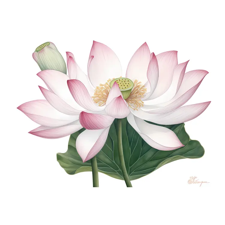 Beautiful White Lotus Illustration