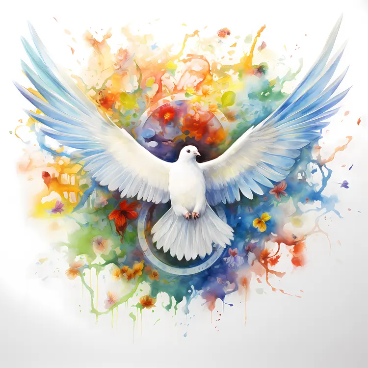 White Dove with Colorful Background
