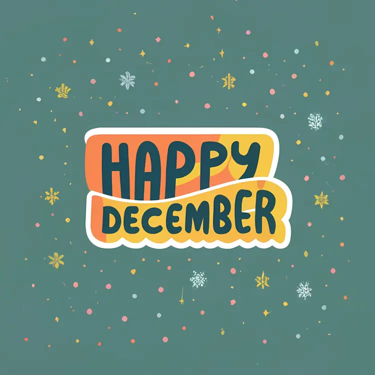 Colorful Happy December Text