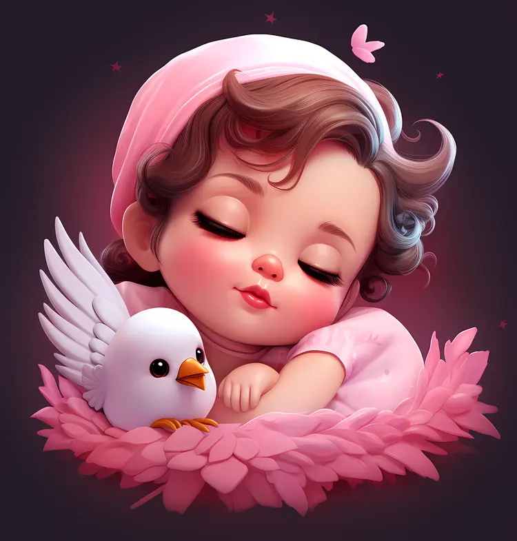 Sleeping Baby with Bird