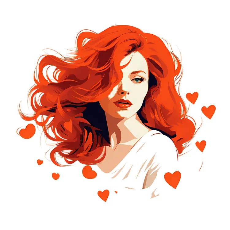 Red-haired girl with curly hair and green eyes