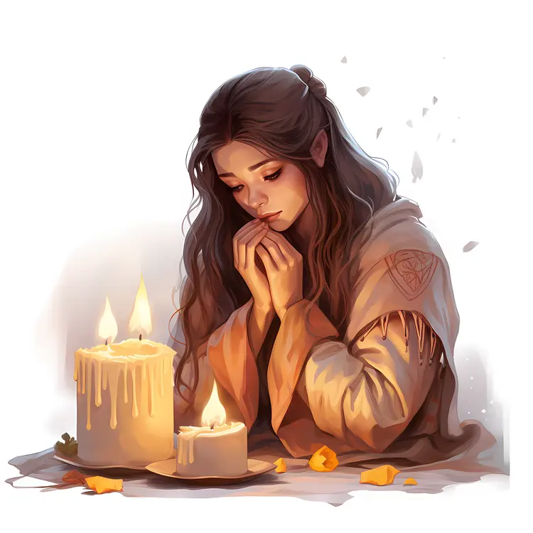 Woman with Multiple Candles