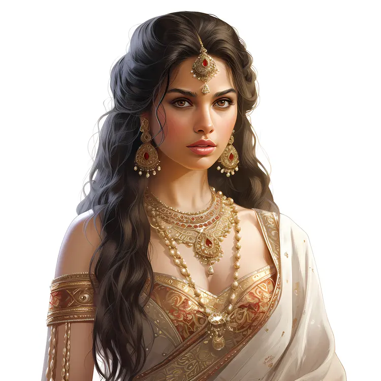 Princess in Traditional Sari with Jewelry