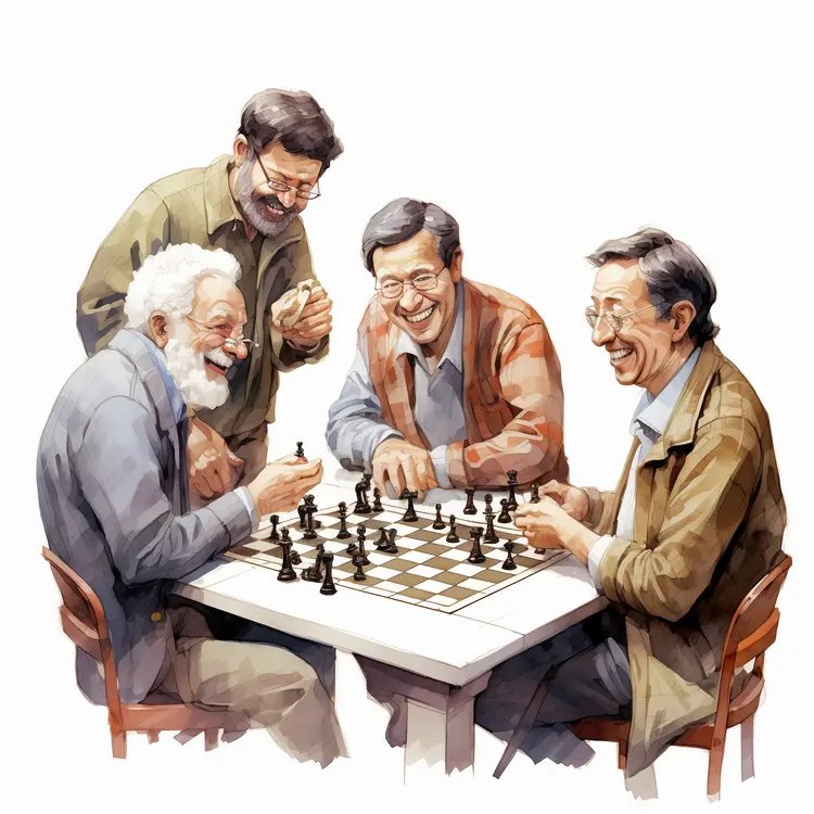 Elderly Men Enjoying a Game of Chess