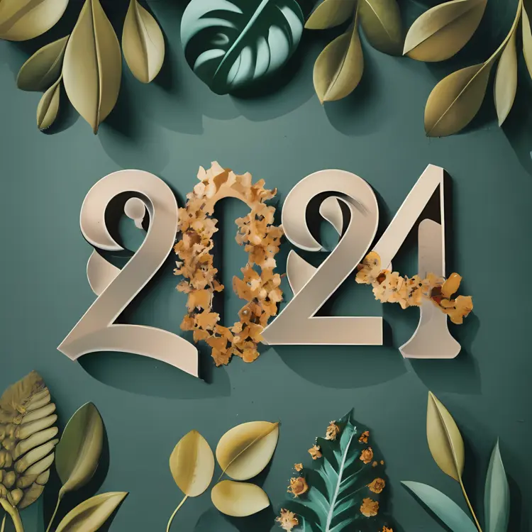 2024 with Leaves and Flowers