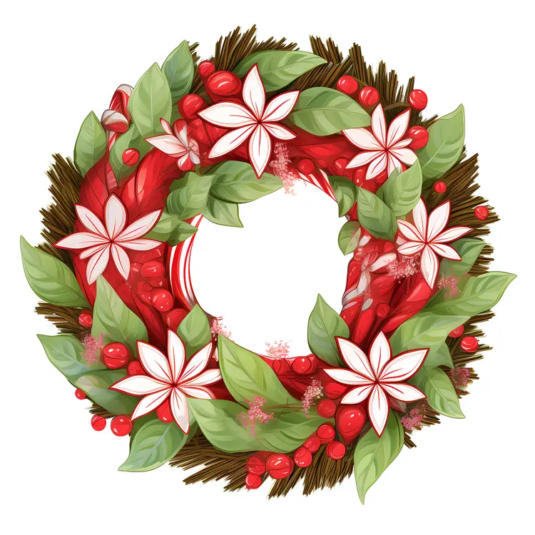 Christmas Wreath with Flowers