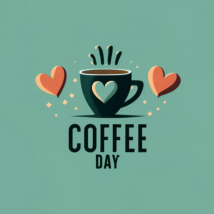 Coffee Cup with Hearts for Coffee Day