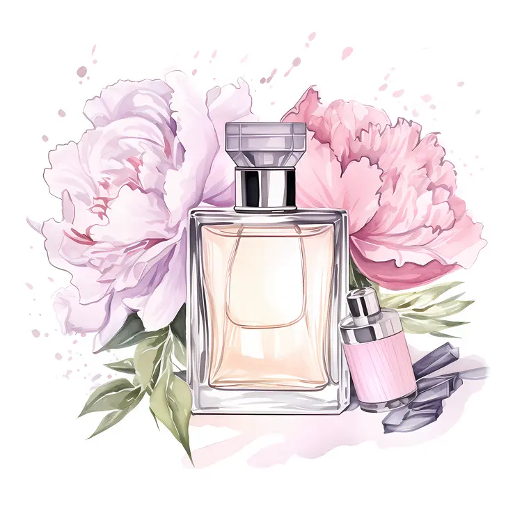 Elegant Perfume Bottle with Floral Accents
