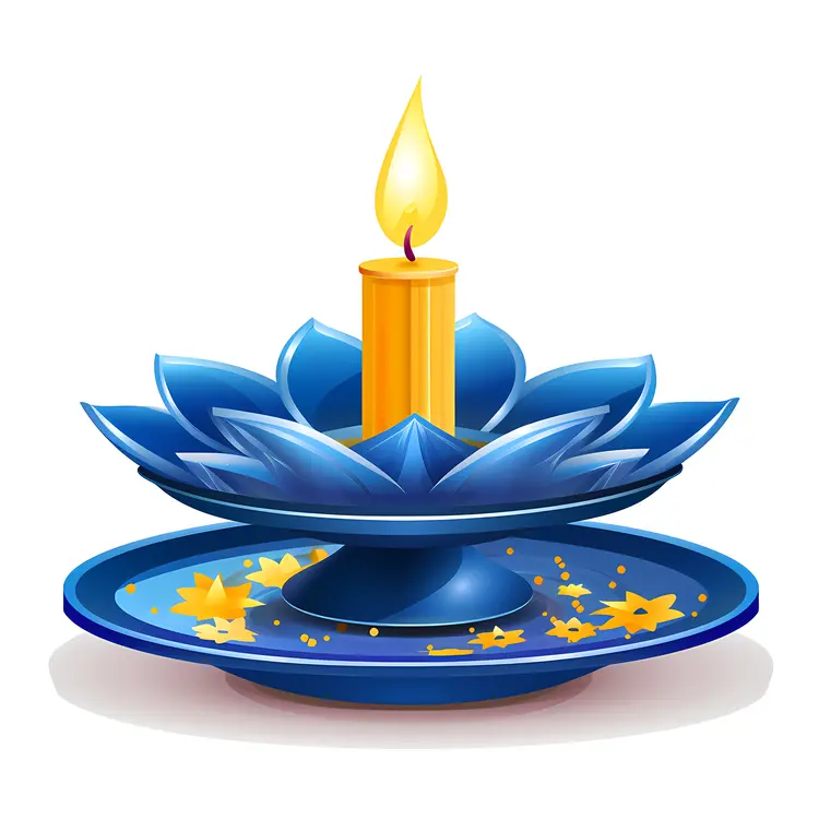 Decorative Blue Lotus Candle for Diwali