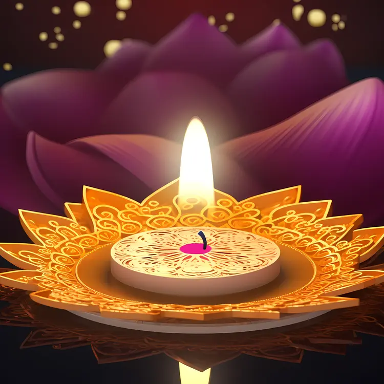 Decorative Candle with Lotus Design