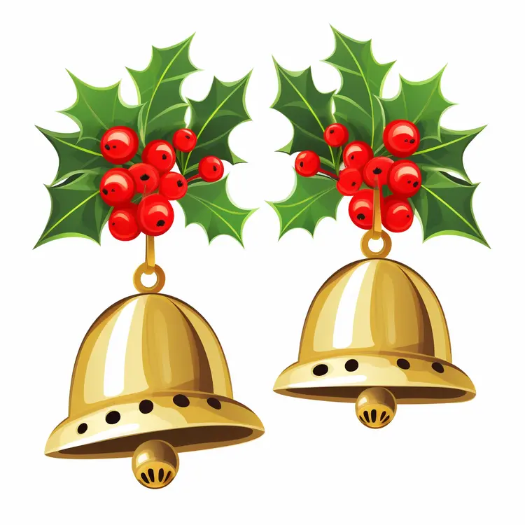 Golden bells with holly