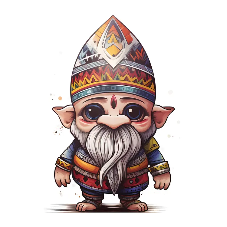 Cute Gnome in Colorful Attire