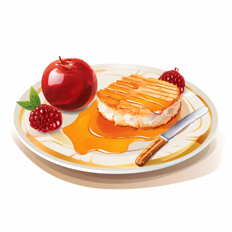 Honey and Apple on Plate