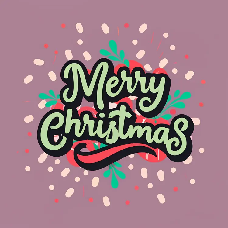 Merry Christmas Greeting with Dots and Leaves