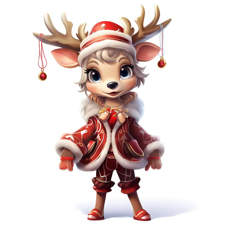 Reindeer in Santa Outfit for Christmas