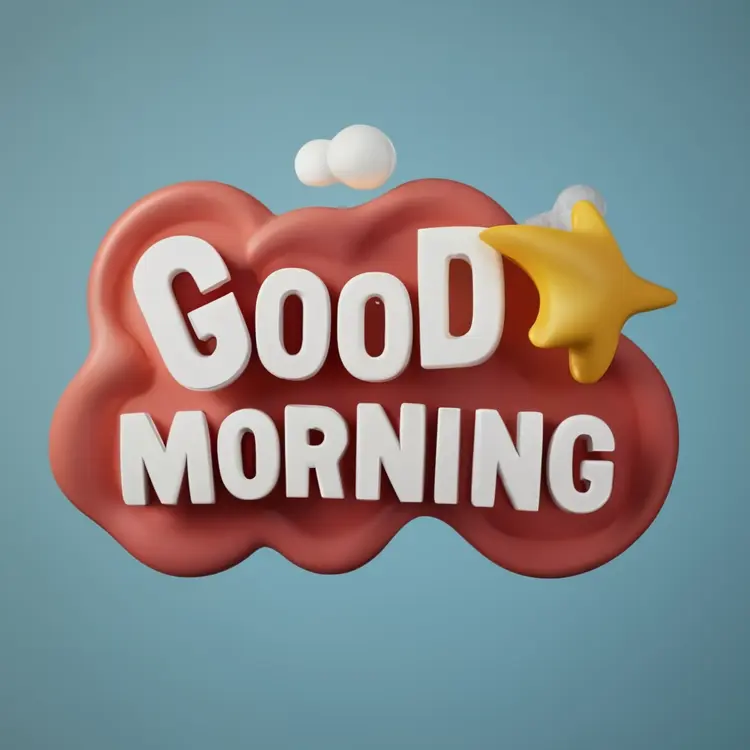 Good Morning Text with Cloud and Star