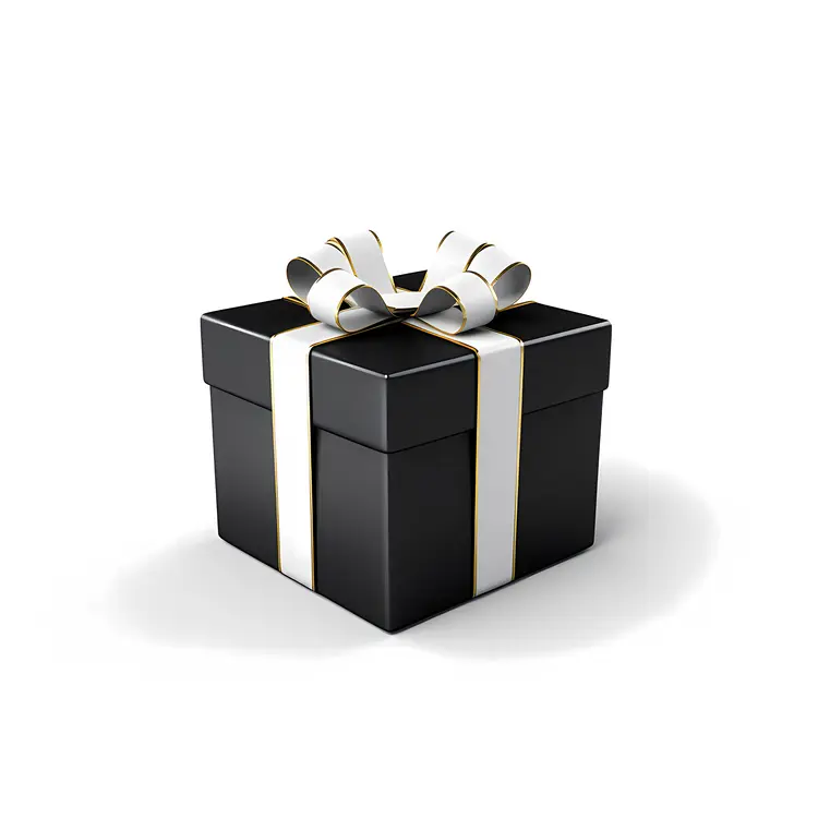 Black Gift Box with White Ribbon