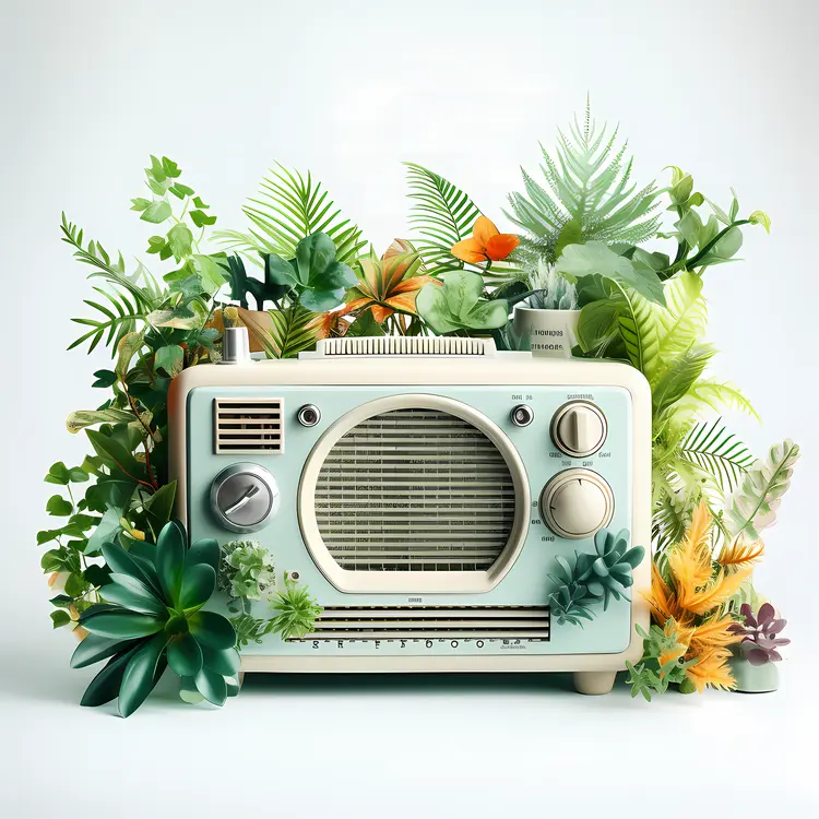 Vintage Radio with Floral Arrangement